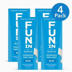 Fun In by Sun In – Temporary Hair Color Blue – Pack of 4 (1 oz each) NEW - Picture 1 of 10
