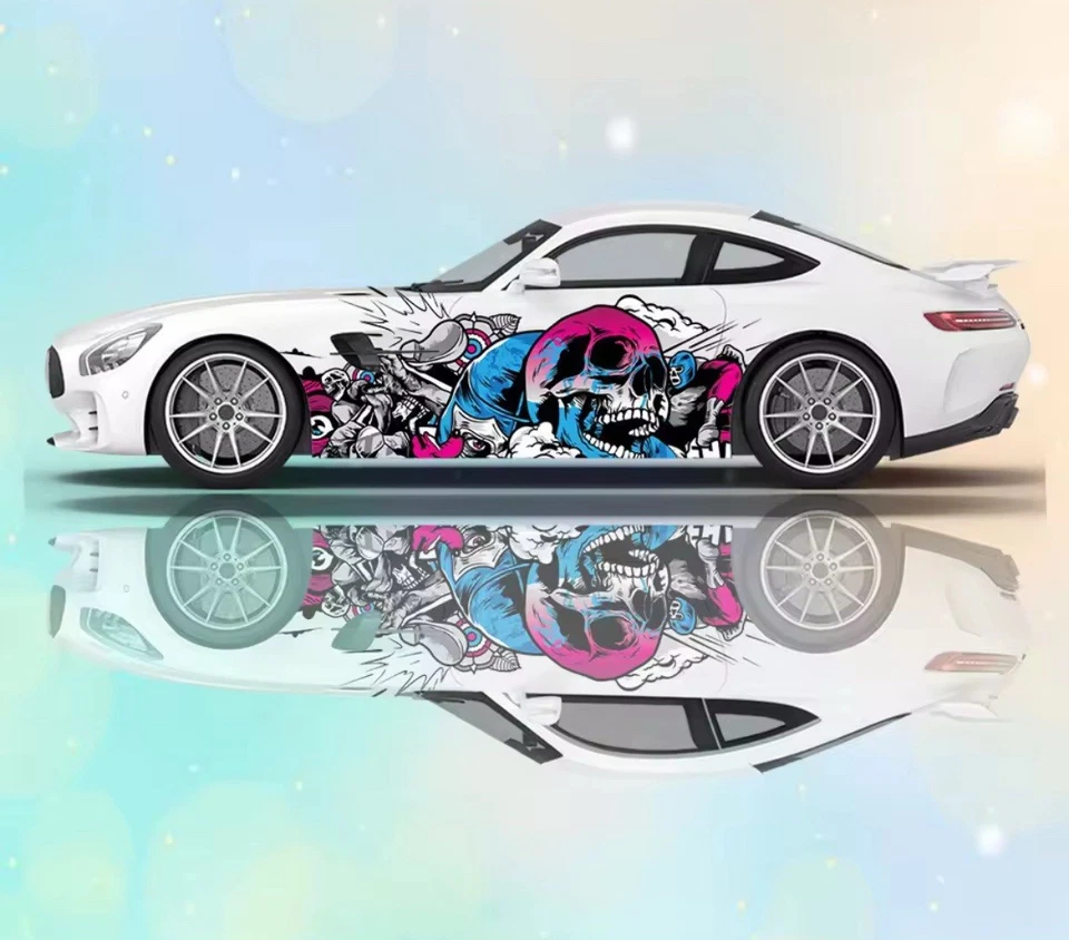 Skeleton Car Decal; Skull Car Decal; Cool Car Decals Both Sides; Car Livery - Image 1 of 1