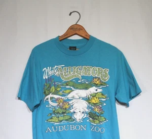 White Alligators Vintage T-Shirt Size M/L Audobon Zoo VTG 80s Single Stitch USA - Picture 1 of 11