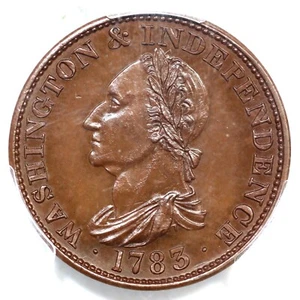 (1783) Restrike PCGS PR 64 BN Plain Edge Washington & Independence Copper Coin - Picture 1 of 3