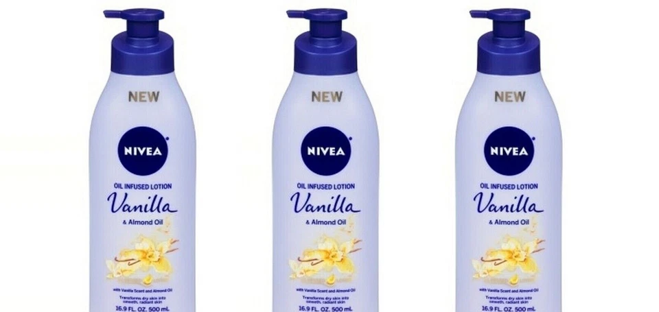 BL Nivea Lotion Oil-Infused Vanilla/Almond Oil 16.9 oz Pump - THREE PACK - Image 1 of 1