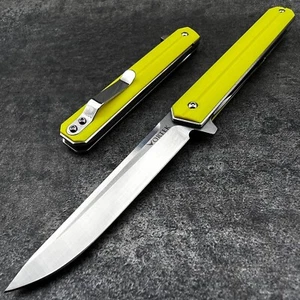 VORTEK SKYLINE Yellow G10 Slim Design Ball Bearing D2 Blade Folding Pocket Knife - Picture 1 of 7