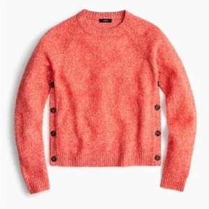 J.Crew Lambswool Cropped Crewneck Sweater Size Medium Side Buttons Cerise Red - Bild 1 von 12