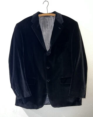Blazer Chaqueta de Cena Calvin Klein Para Hombre 3 Botones Algodón Terciopelo Negro Talla 43R Foto 1 de 4