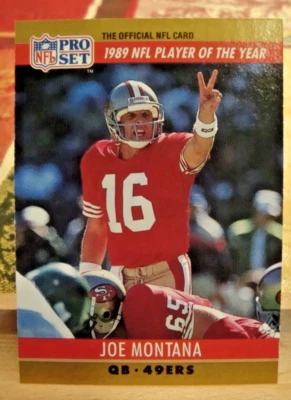 Joe Montana 1990 Pro Set #2 Card 1989 Player of the Year 49ers Error in Stats - Image 1 of 4