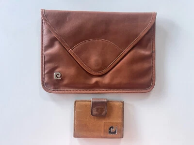 Винтажный клатч-конверт Pierre Cardin коричневый кожаный дорожный и складной бумажник - Изображение 1 из 4