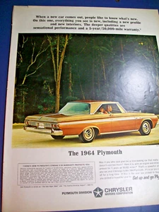 1964 Plymouth Sport Fury large-mag car ad -"sensational performance" - Picture 1 of 1