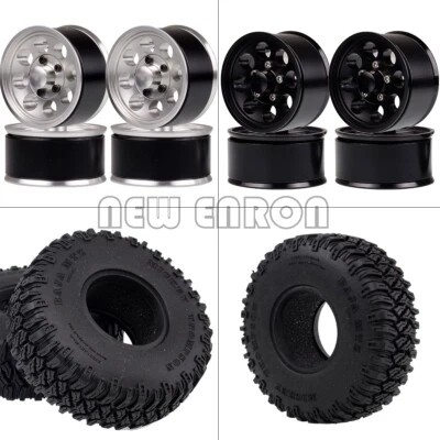 1.55 Beadlock Alloy Wheels Hubs Rims Tires for RC 1/10 MST Jimny Axial 90069 D90 - Image 1 of 4
