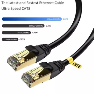 High Speed Cat 8 Ethernet Cable SFTP 2000Mhz 40Gbps, Faster Than Cat7/Cat6/Cat5 - Picture 1 of 15