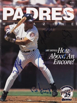 Derek Bell Phil Clark Pat Gomez +2 Signed April May 1993 Padres Mag Game Program - Image 1 of 4