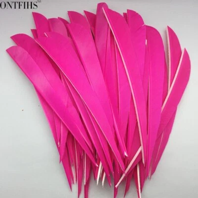 50PCS 5inch Pink Parabolic Vanes Fletches Feathers Fletching RW LW - Image 1 of 4