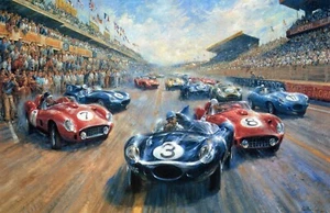 AWESOME POSTER 4 o' CLOCK THUNDER 1957 FERRARI #8 - Picture 1 of 1