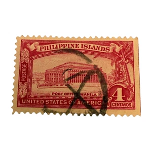 Philippines 1932 4c Stamp Post Office Manila US Possession Rare Star Cancel - Picture 1 of 2