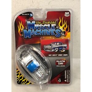 Muscle Machines Series 3 1:64 Die Cast Car - Blue/Silver 1957 Chevy Sport Coupe
