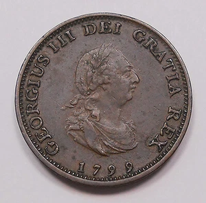 Great Britain 1799 Farthing VF-XF Beautiful HIGH Grade George III UK Copper Coin - Picture 1 of 2