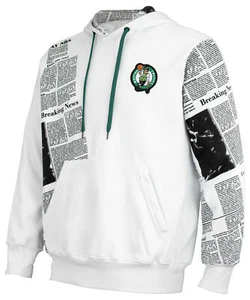 Sudadera con capucha FISLL NBA para hombre Boston Celtics noticias de última hora con estampado de periódico, blanca - Imagen 1 de 6