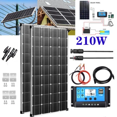 210W Solarpanel Solarzellen-Sets 20A PWM Laderegler für Wohnwagen Boot Mono - Bild 1 von 4