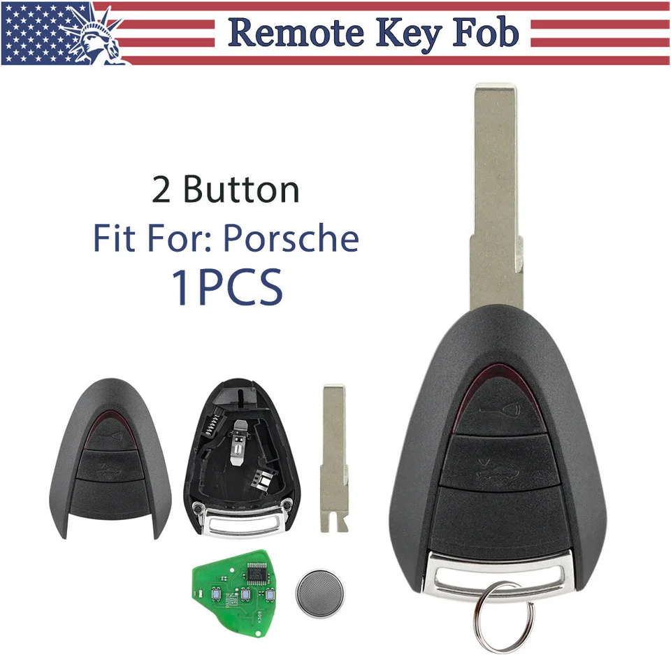 Para Porsche 997 911 Boxster S Cayman Coche Control Remoto Llavero 2 Botones + Chip Foto 1 de 4
