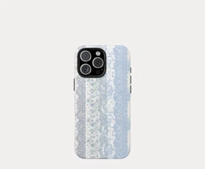 Coque téléphone bleu blushing fleurs fleurs vintage vibe florale pour iPhone 11 à 16 - Photo 1 sur 6