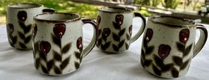 4-Vintage handbemalt Otagiri Steinzeug Kaffeebecher Tasse Herz Blumen aus Japan - Bild 1 von 13