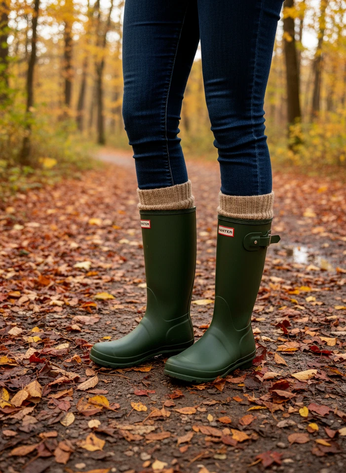 Hunter Original Tall Waterproof Rain Boots Women’s Rubber Wellies Pull On Style - Image 1 of 1
