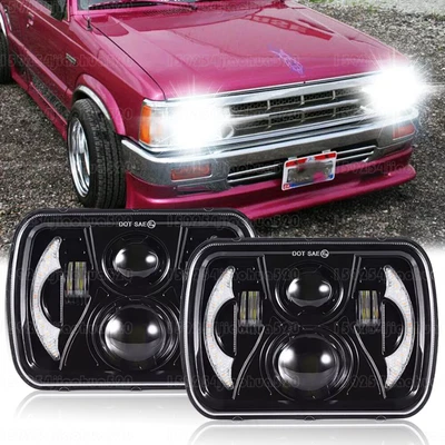 Faro LED negro H4 DOT para Mazda B2200 B2600 B2000 RX-7 GLC 7x6 5x7" pulgadas Foto 1 de 4