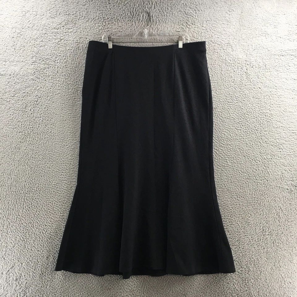 Falda de sirena Ava & Viv línea A para mujer 1X cintura elástica frontal plana negra Foto 1 de 4