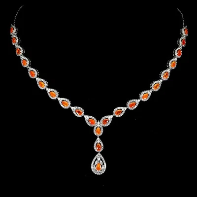 Collar de plata de ley 925 pera naranja ópalo 5x3 mm piedras preciosas naturales joyería 19 Foto 1 de 4