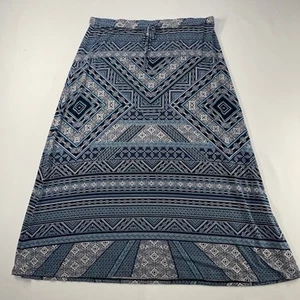 J Jill Maxirock groß blau geometrisch dehnbar Kordelzug Boho Azteken Landhaus - Bild 1 von 10