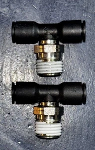 2X Parker LEGRIS 1/4 Push-to-Connect Fitting: Male Branch Tee, NPT 1/4" OD PTC - Picture 1 of 9
