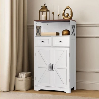 Bathroom Storage Cabinet Freestanding Floor Cabinet with Adjustable Shelves - Image 1 of 4