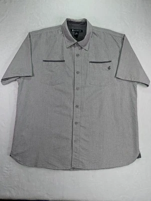 Camisa Rocawear Para Hombres Talla 4XL Gris Manga Corta Abotonada Algodón/Poliéster Foto 1 de 4