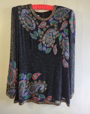 Vintage Jack Bryan Beaded Top Elegant Chic Quiet Luxury Special Occasion Size 6 - Image 1 of 4