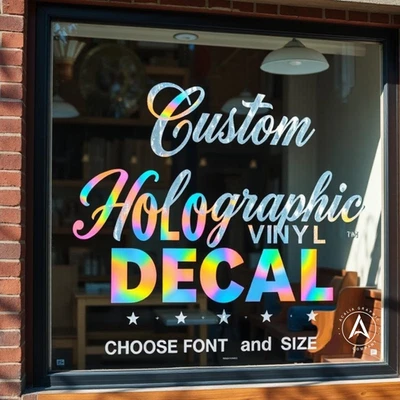 Holographic Name Personalized Decal Sticker, Custom Vinyl Lettering Text decal - Image 1 of 4