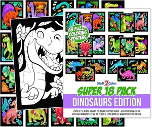Super Pack 18 Fuzzy Velvet Coloring Posters (Dinosaurs Edition) - Arts & Craft - Bild 1 von 12
