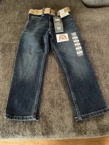 Lee Dungarees Jeans Boys 5 Slim Straight Leg Adjustable Jeans Snap Belt NWT - Picture 1 of 7