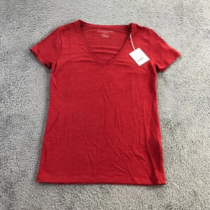 Majestic Filatures Shirt Womens Extra Small 1 Deluxe Tee Red Linen Short Sleeve - Picture 1 of 9