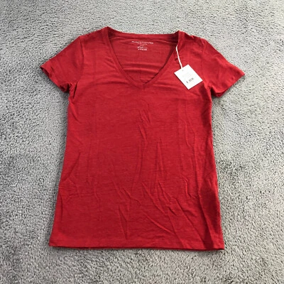 Majestic Filatures Shirt Womens Extra Small 1 Deluxe Tee Red Linen Short Sleeve - Image 1 of 4