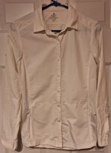 Camisa Kuhl para mujer talla S blanca con botones cremallera bolsillos laterales LS lengüeta enrollable - Imagen 1 de 10