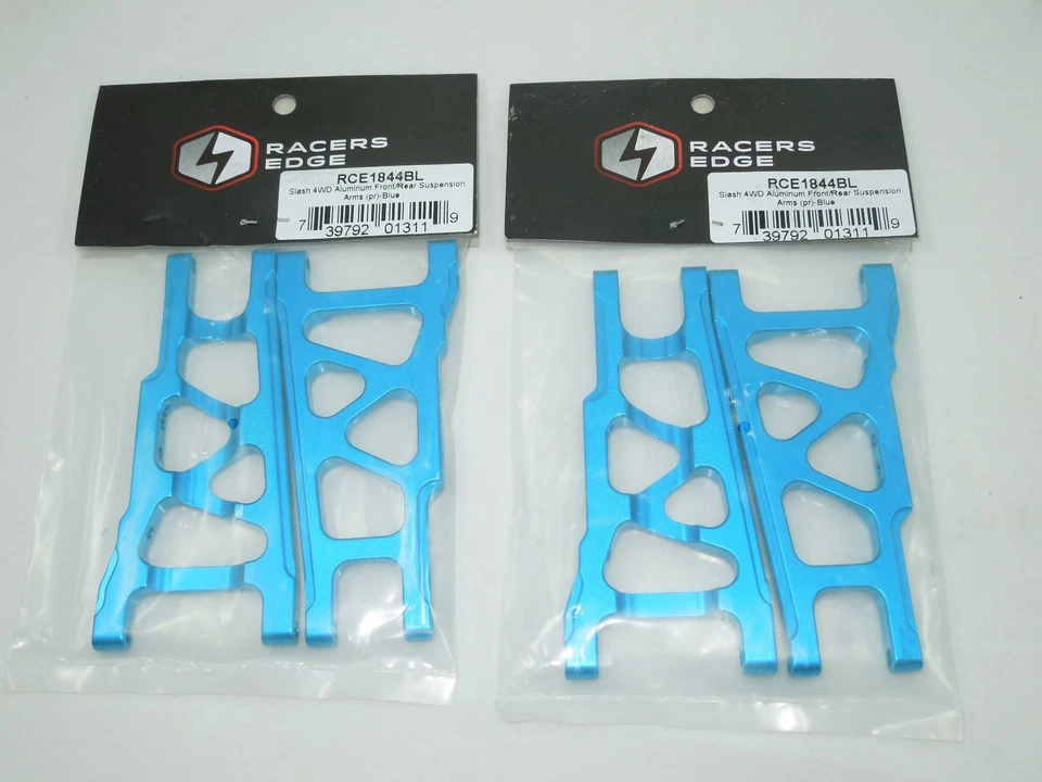 TRAXXAS SLASH 4X4 BLUE ALUMINUM Front + Rear SUSPENSION A-ARMS 2 pr w/ hinge pin - Image 1 of 1