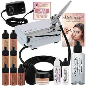 Belloccio AIRBRUSH Medium FOUNDATION MAKEUP SYSTEM Compressor Blush Bronzer Kit - Picture 1 of 7