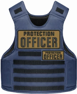 Protection Officer Embroidery Patch 4x10 &2x5 Velcr@ On Back Black On Coyote Brw - Picture 1 of 1