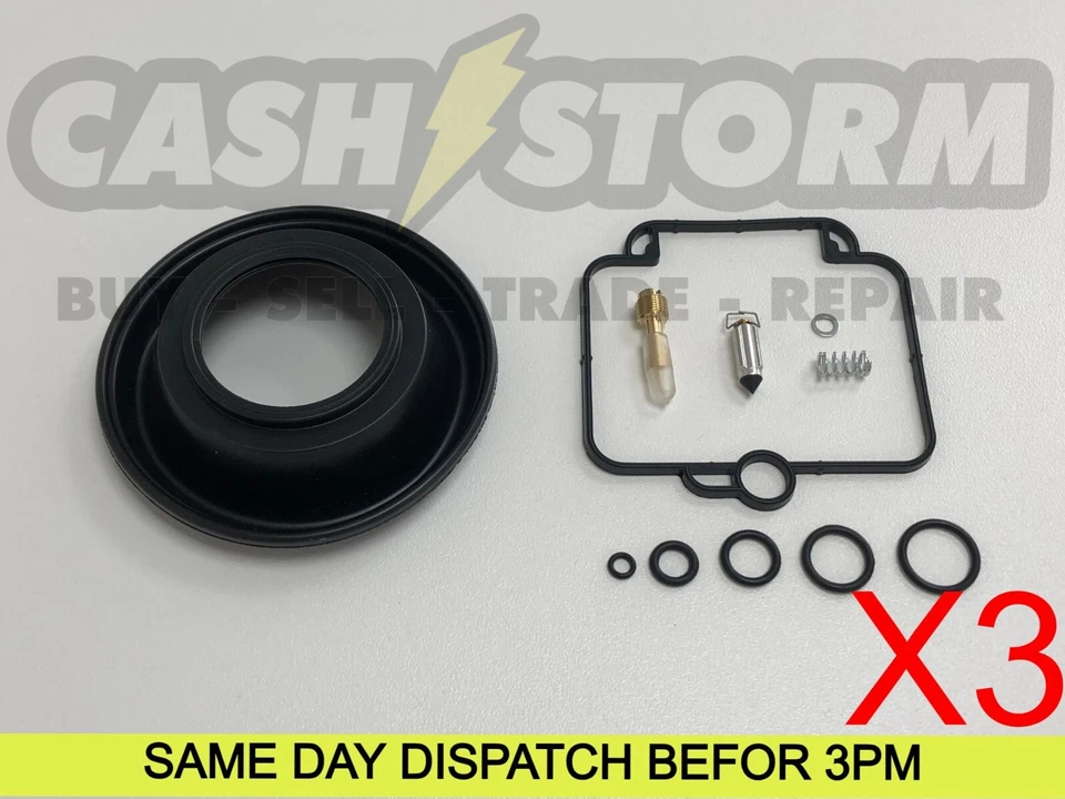 Kit de reparación de 3 x reconstrucción de carburadores de carburadores para Triumph Trophy 900 92-01 + diafragma Foto 1 de 1