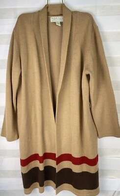 Norton Mcnaughton Womens Size Medium Tan Red Brown Cardigan Sweater  Duster VTG. - Image 1 of 4