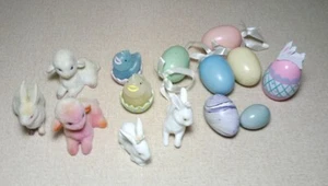 Vintage Easter Lot Figurines Eggs Porcelain Bunny Rabbit Lambs Peep Candles - Picture 1 of 10