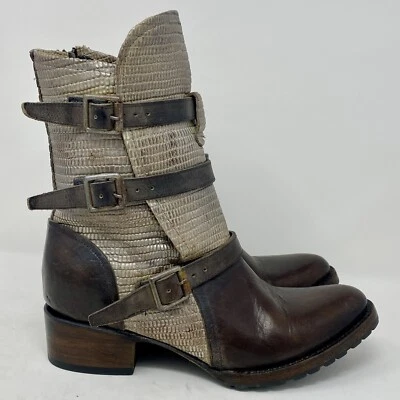 Bota de Moto FREEBIRD Apex Para Mujer 8 B Dos Tonos Marrón Envejecido Cremallera Lateral Foto 1 de 4