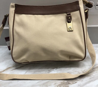 Etienne Aigner Tan Canvas Zip Tote Bag - Image 1 of 4