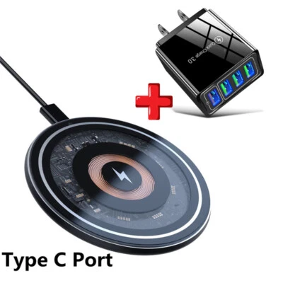 Wireless Fast Charger Charging Pad Dock for Samsung iPhone Android Cell Phone - Image 1 of 4