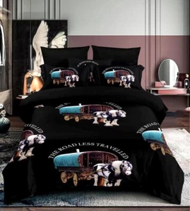 Gypsy Bedding Set Duvet Cover Pillow Cases Horse Wagon 4 Pc Set Size King - Picture 1 of 3