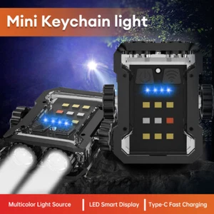Mini COB LED Flashlight USB Rechargeable Work Lamp Torch Keychain Light Portable - Picture 1 of 17
